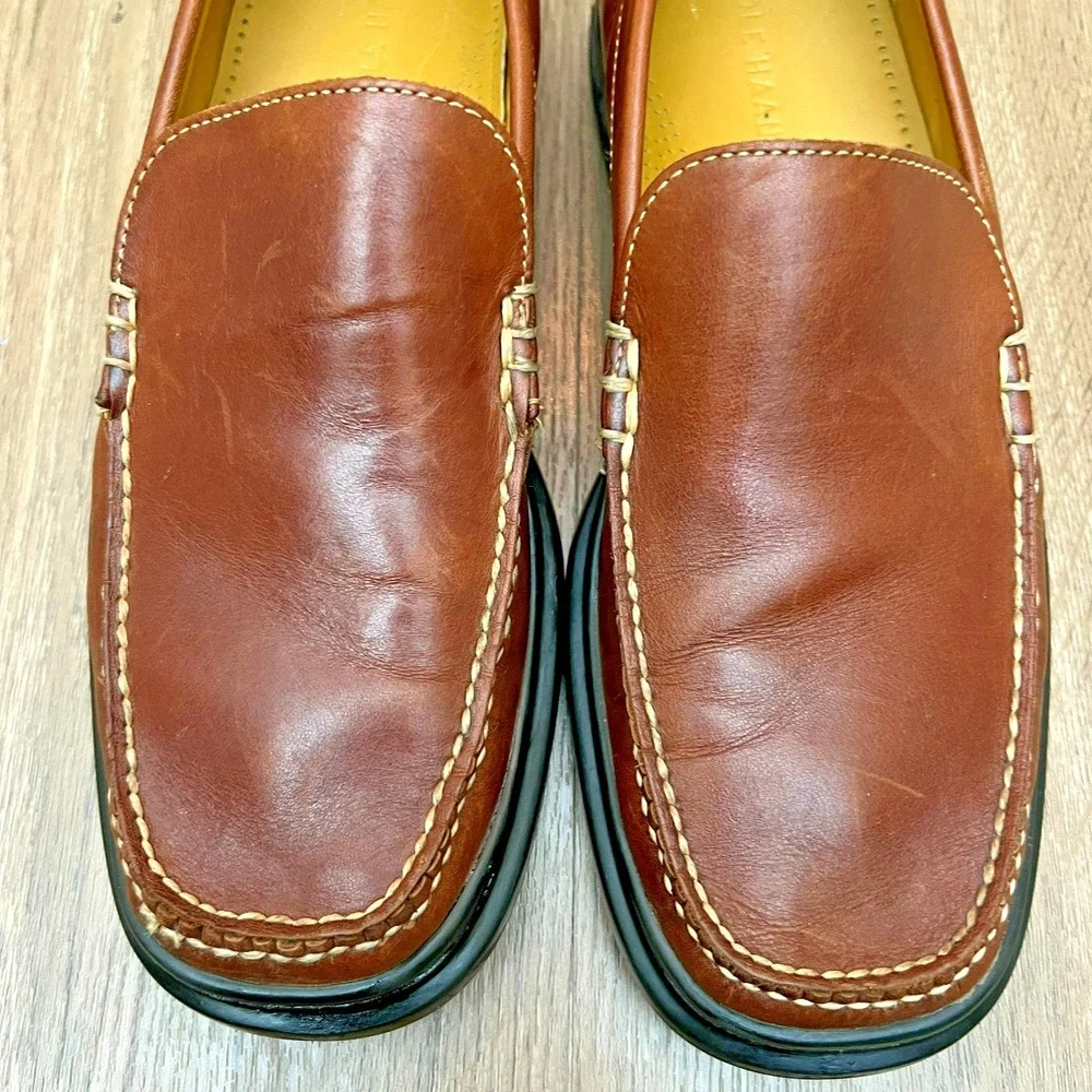 Cole Haan Air Sole Leather Slip On Loafers Congnac Brown Men's Casual 10